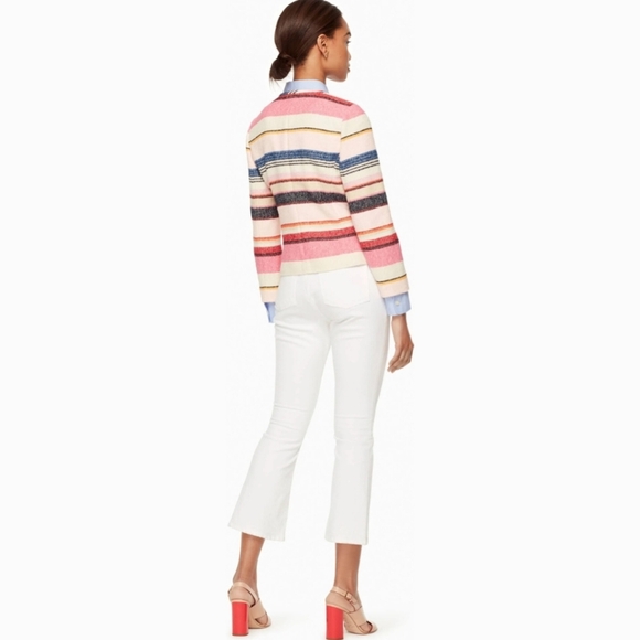 Kate Spade Women's Pink Berber Stripe Jacket Blazer - Picture 3 of 8